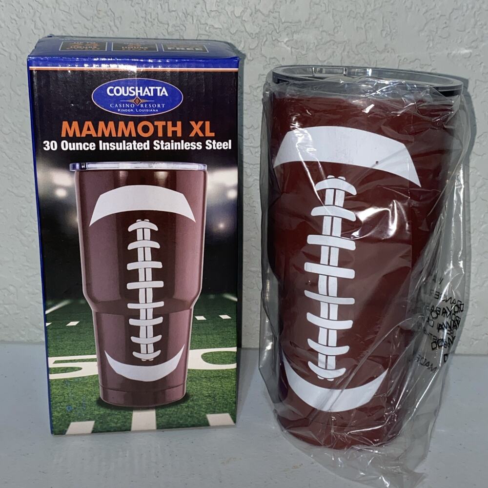 Stainless Steel Football Design Tumbler Hot Cold 30 Oz Double Wall Insulated NEW